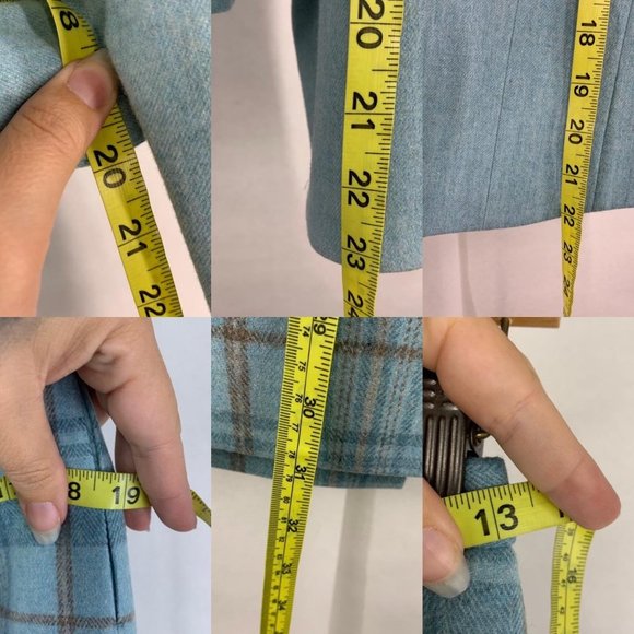 Pendleton Blue Plaid Wool Blazer Midi Length Skirt Set Small - Picture 12 of 16